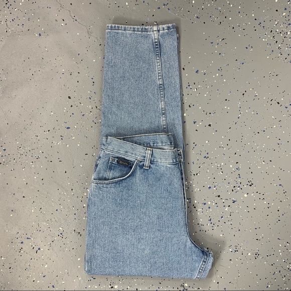 Vintage 90s Wrangler Stonewash Blue Mom Jeans High Waist Tapered Leg 14 32"x31" - Picture 15 of 15